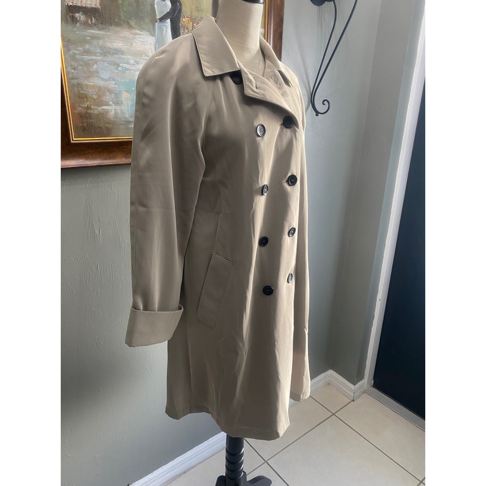 Julia Klein Khaki Tan Double Breasted Trench Coat Jacket Womens Size 8 Russia - Picture 2 of 7
